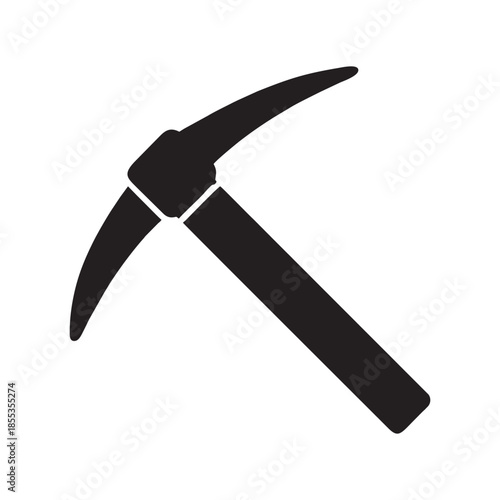 Pickaxe icon vector for mining industry, construction tool, and coal miner equipment symbol isolated on white background