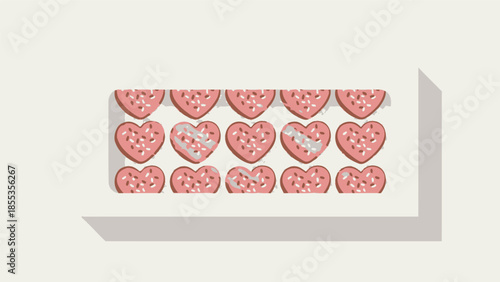 Strawberries Sliced into Heart Shapes Arranged.