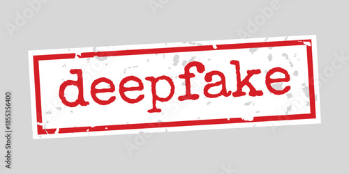 Deepfake Stamp Icon with Distressed Red Rectangle and Bold Text – High Quality Vectorial Stock Image