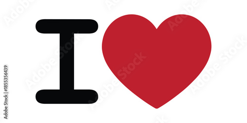 I Love Icon with Black Letter and Red Heart Symbol – High Quality Vectorial Stock Image
