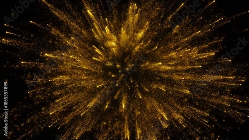 A vibrant explosion of golden fireworks against a dark background