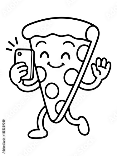 Pizza Selfie: An adorable slice of pizza takes a selfie, capturing a moment of playful self-expression with modern technology.