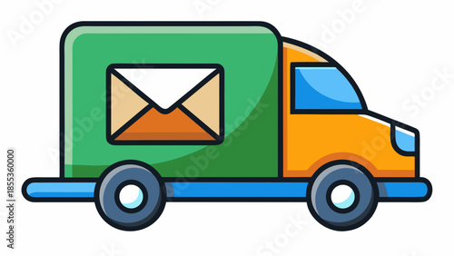 Delivery truck icon: concept of mail, logistics and goods transportation