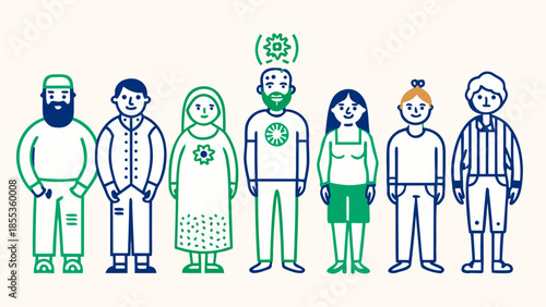 Vector illustration of community, multinationality and social group of people