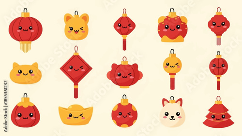 Cute Kawaii Chinese Lanterns and Ornaments for Festive Decorations
