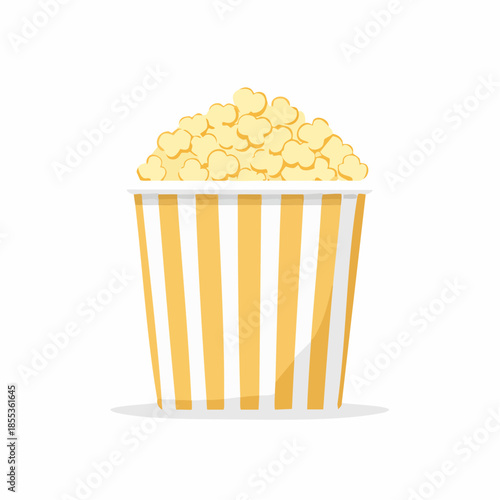 Striped Popcorn Bucket Filled with Delicious Popcorn.