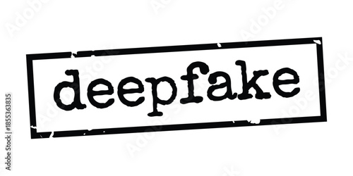 Deepfake Stamp Icon with Distressed Black Rectangle and Bold Text – High Quality Vectorial Stock Image