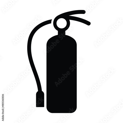 Fire Extinguisher Icon with Black Silhouette for Emergency and Safety Signage – High Quality Vectorial Stock Image