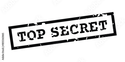 Top Secret Stamp Icon with Distressed Black Rectangle and Bold Text – High Quality Vectorial Stock Image