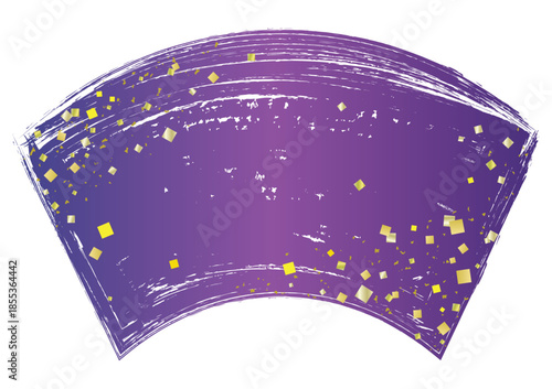 手描き筆タッチの扇型と金箔のフレーム/紫