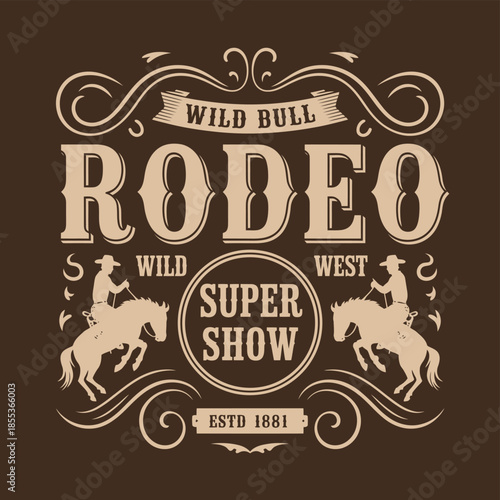 Bull Rodeo Colorful Vintage Sticker, Showcasing Western Rodeo Scene, Bull Riding Illustration, Cowboy Culture, Festival Graphics