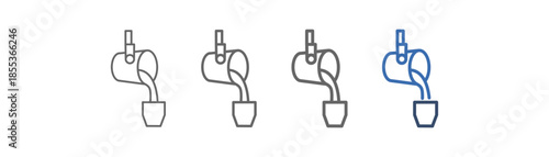 
outline icon set foundry with furnace and bucket design