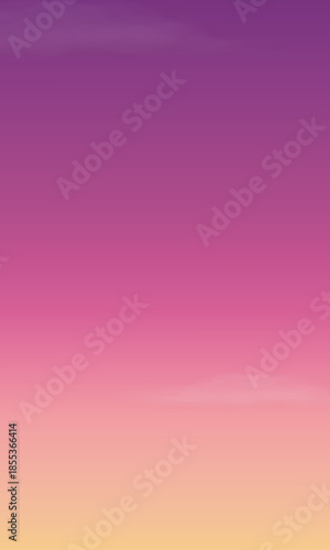 Vibrant vertical morning sky gradient with soft purple, pink, and peach tones. Ideal for peaceful background designs, mobile wallpapers, and aesthetic social media story templates.