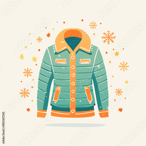 Stylish Winter Jacket with Orange and White Accents.