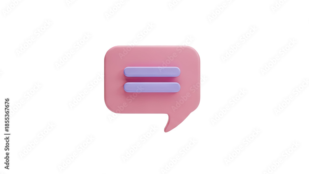 Fototapeta premium 3D Chat Bubble Icon with Equal Sign on transparent background