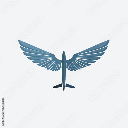 Stylized Airplane with WingLike Extensions BlueGray Color.