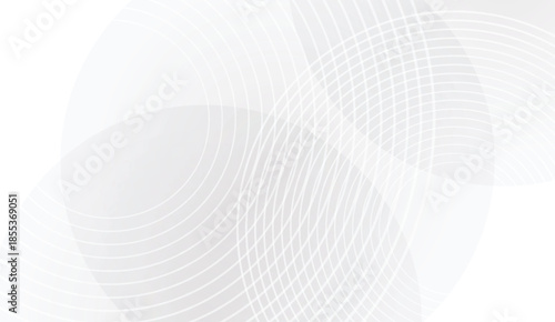 Abstract background with white and grey overlapping circles and wavy lines for modern design and technology presentations