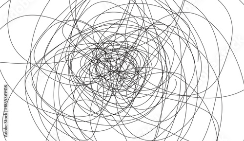 Intricate black and white abstract lines creating a complex tangled pattern for a modern background design