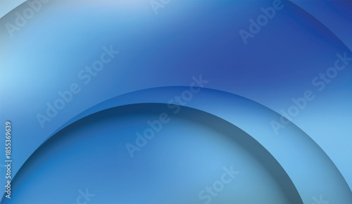 Abstract blue gradient background with smooth curved lines and overlapping circular shapes for modern design