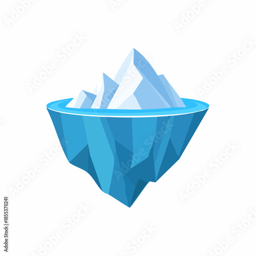 Stylized Blue Iceberg Floating on Water Vector Illustration 1.