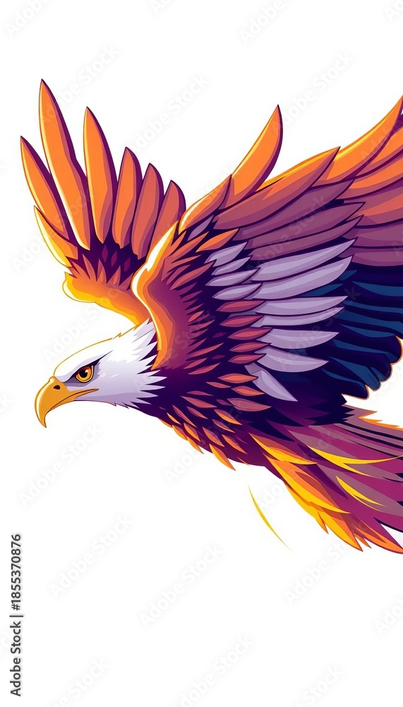 Obraz premium Stylized illustration of an eagle's wing in motion, symbolizing speed and agility, graphic, symbol