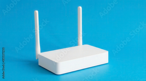 Wallpaper Mural Minimalist white wireless router with two antennas on a vibrant blue background Torontodigital.ca
