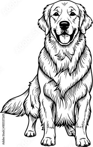 golden Retriever in black and white animal illustration
