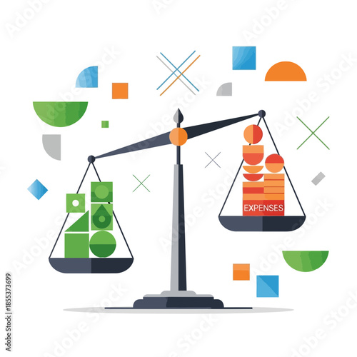Balance Scale Weighing Expenses Against Other Factors, Financial Concept