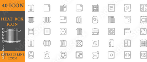 40 heat box icon set editable line icons collection