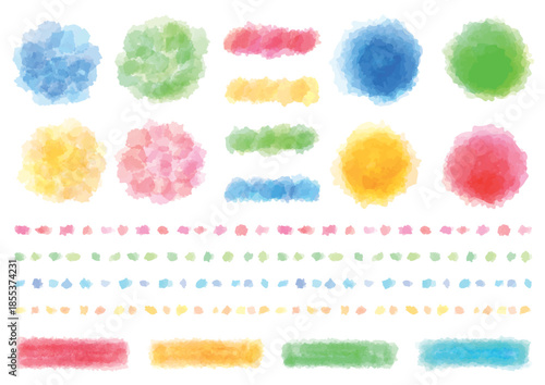 A set of four watercolor-style design parts