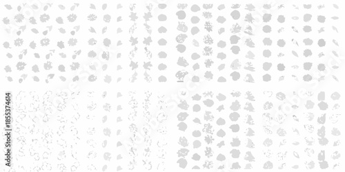 Abstract grayscale pattern of textured dots and irregular shapes