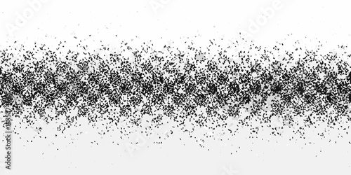 A dense swarm of small black dots scattered across a white background