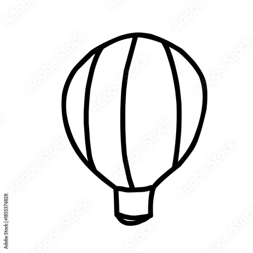 Simple black and white outline of a hot air balloon