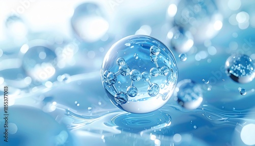 Wallpaper Mural Macro shot of water orbs containing molecular structures, reflecting light Torontodigital.ca