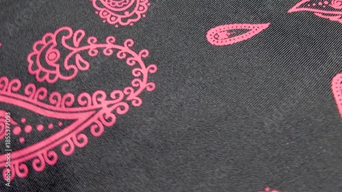 close-up of patterned satin fabric
