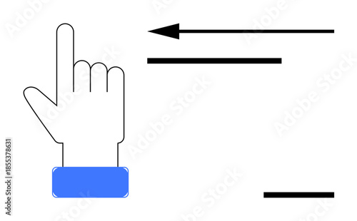 Swiping gesture. Visual ation of swiping gesture with a hand and arrows showing direction. Swiping common in touchscreen navigation for apps, user interfaces, presentations, and guides