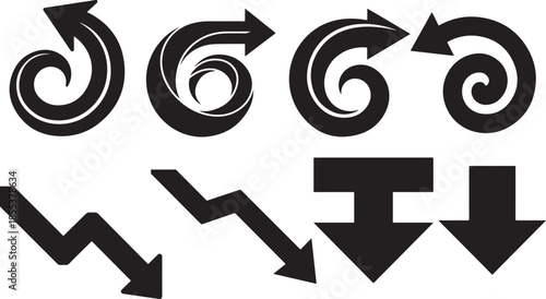 Swirl arrows down chart graph movement abstract shape creative graphic element