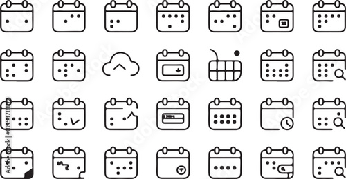 Outline icons set of calendar scheduling and appointment management for planning