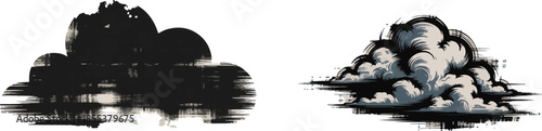 Stylized grunge stormy cloud shapes suitable for weather or dramatic atmospheric effects