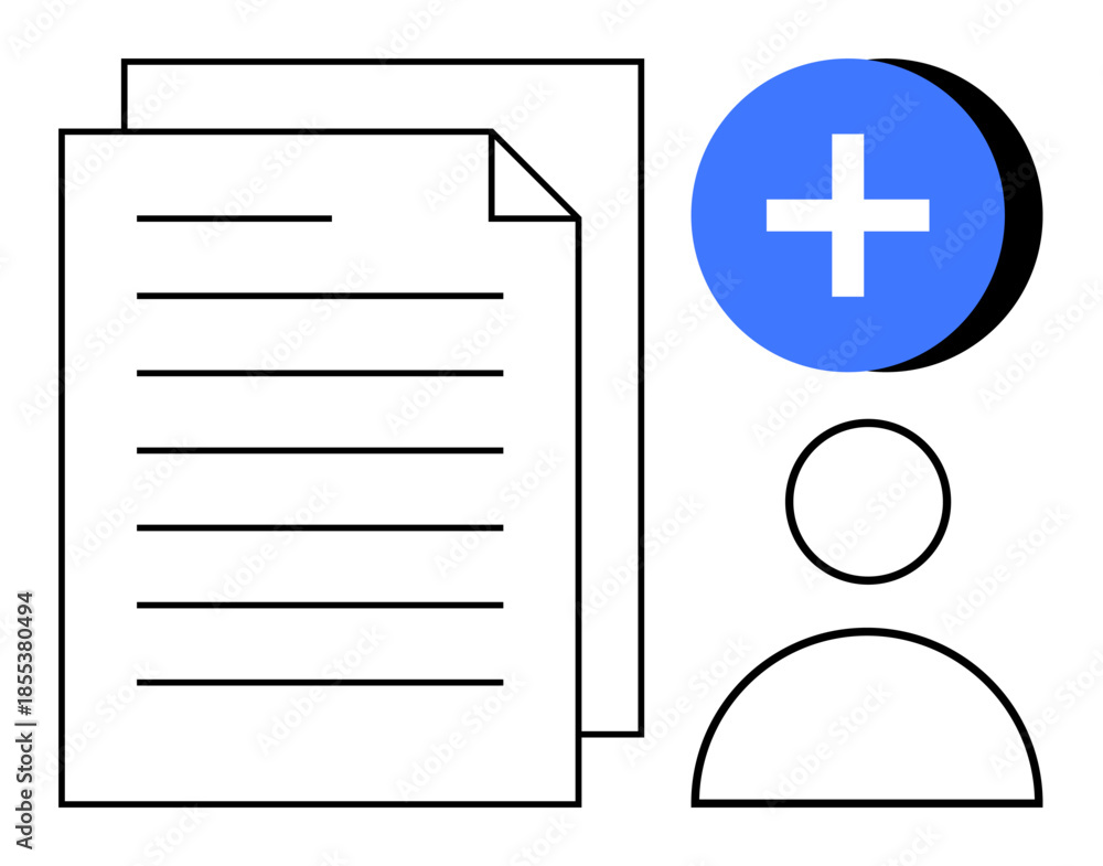 Fototapeta premium User profile and document concept. Design displays account creation, file management, and data organization. User profile and tools for digital productivity, online platforms, registration. system