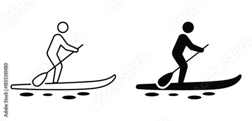 Paddleboarding Icon Set, Including Stand Up Person Illustrations