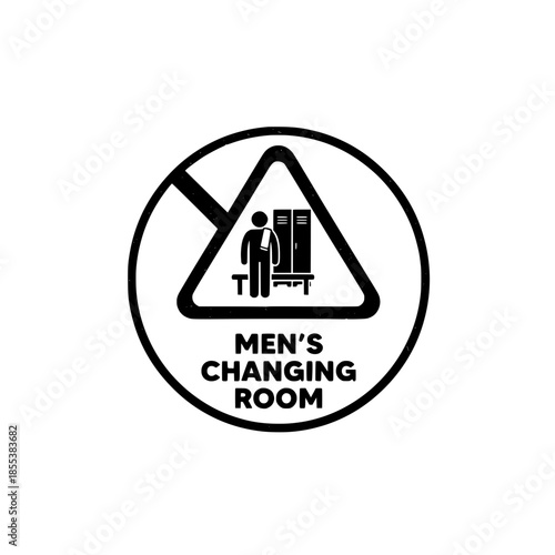Men's Changing Room Sign Pictogram with Male Figure and Lockers Inside Triangle