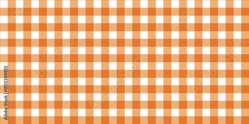 Orange and white gingham pattern background. Warm apricot checkered texture perfect for autumn themes, kitchen textiles, and harvest festivals.