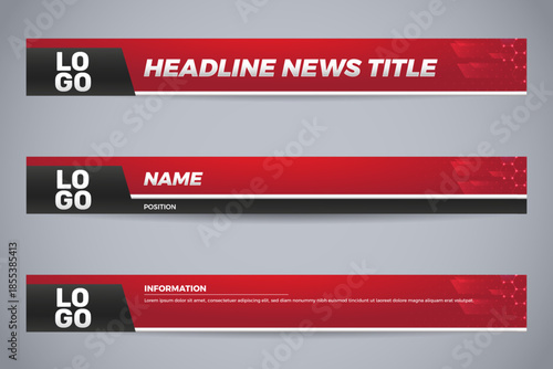 Breaking news lower third with red color for television and news channels