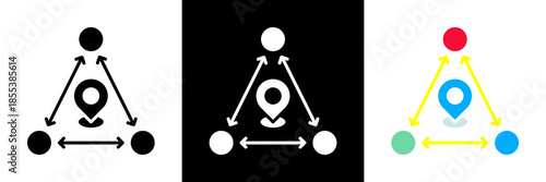 Triangulation Icon Set Glyph vector Illustration 