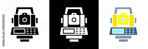 Total Station Icon Set Glyph vector Illustration 