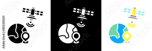 Global Positioning System Icon Set Glyph vector Illustration 