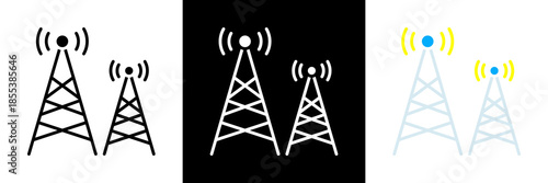 Base Station Icon Set Glyph vector Illustration 