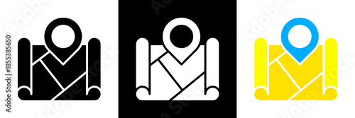 Map Icon Set Glyph vector Illustration 