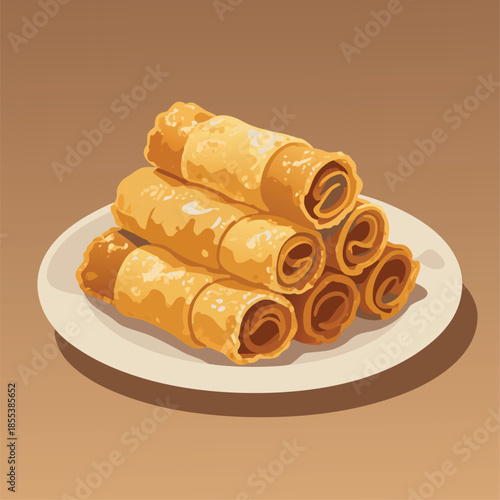 Delicious Rolled Crepes Filled With Caramel Sauce.